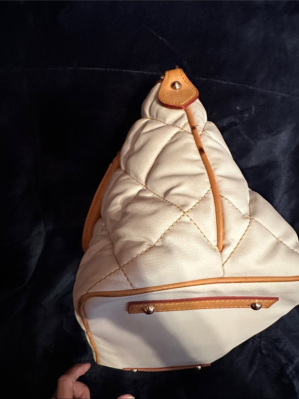 Dooney & Bourke Cream Quilted Leather Tote with Tan Trim - Picture 6 of 11